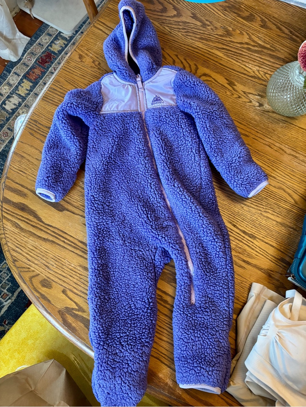 Snozu Purple Plush Hooded Fleece One-Piece Footie